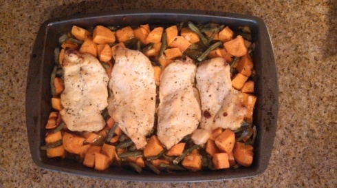 Honey Orange Baked Chicken with Sweet Potatoes and Green Beans