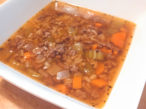 Sophia's Ground Beef and Rice Soup